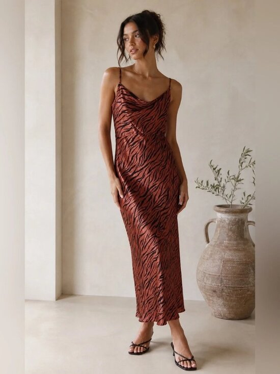 Anthropologie Dresses & Skirts - Anthropologie Elyse Zebra Printed Bias Slip Dress Size Large